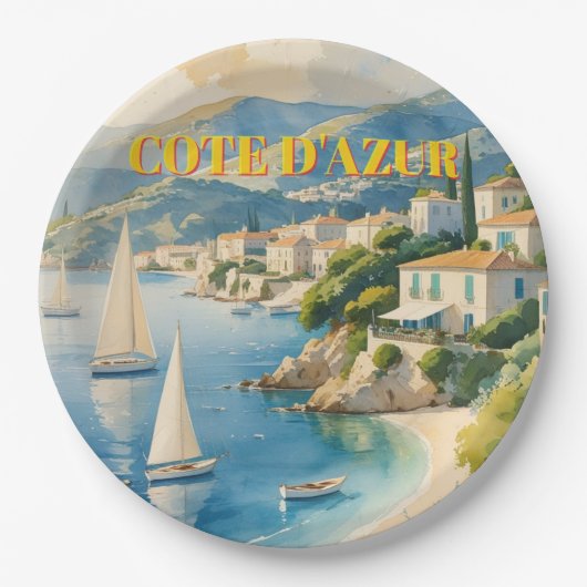  stijl Cote d'Azur Franse reizen Papieren Bordje (Voorkant)