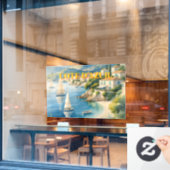 stijl Cote d'Azur Franse reizen Raamsticker (Cafe Raam)