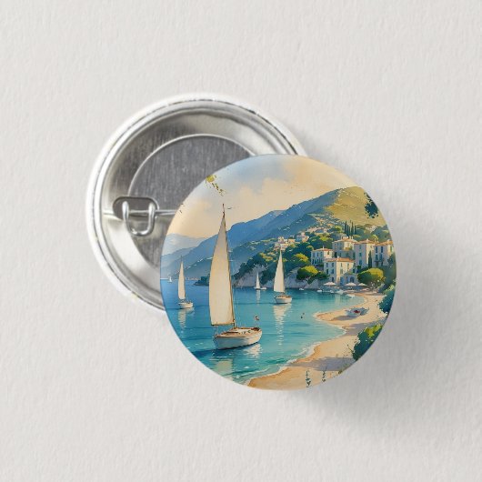  stijl Cote d'Azur Franse reizen Ronde Button 3,2 Cm (Voorkant /achterkant)