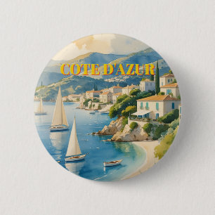  stijl Cote d'Azur Franse reizen Ronde Button 5,7 Cm