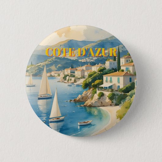  stijl Cote d'Azur Franse reizen Ronde Button 5,7 Cm (Voorkant)