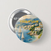  stijl Cote d'Azur Franse reizen Ronde Button 5,7 Cm (Voorkant /achterkant)
