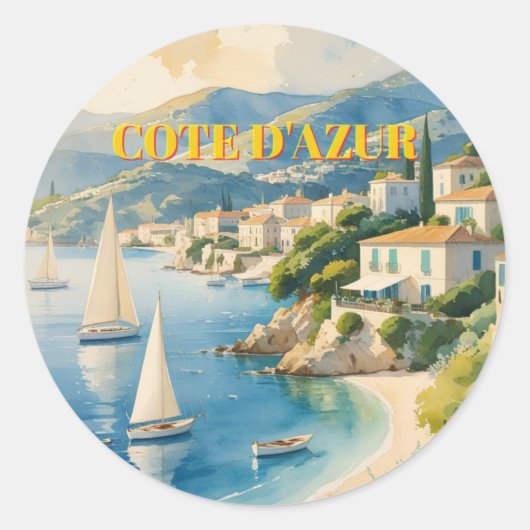stijl Cote d'Azur Franse reizen Ronde Sticker (Voorkant)