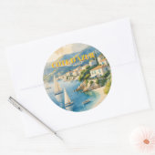 stijl Cote d'Azur Franse reizen Ronde Sticker (Envelop)