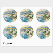 stijl Cote d'Azur Franse reizen Ronde Sticker (Vel)