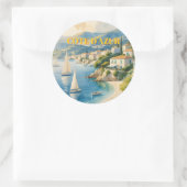 stijl Cote d'Azur Franse reizen Ronde Sticker (Tas)