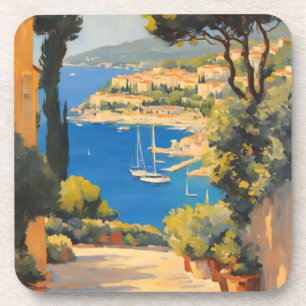 stijl Cote d'Azur Franse reizen schilderij Bier Onderzetter