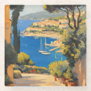  stijl Cote d'Azur Franse reizen schilderij Glazen Onderzetter