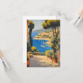 stijl Cote d'Azur Franse reizen schilderij Kaart (Voorkant / Achterkant in situ)