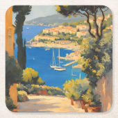  stijl Cote d'Azur Franse reizen schilderij Kartonnen Onderzetters (Voorkant)