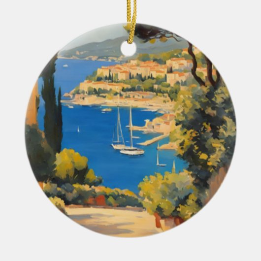 stijl Cote d'Azur Franse reizen schilderij Keramisch Ornament (Voorkant)