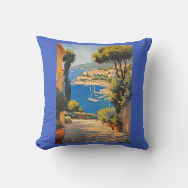  stijl Cote d'Azur Franse reizen schilderij Kussen (Voorkant)