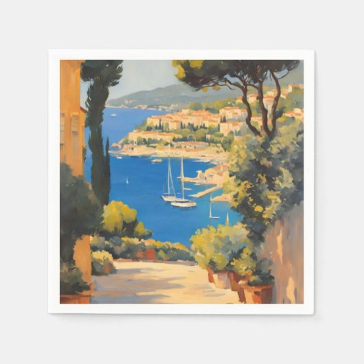 stijl Cote d'Azur Franse reizen schilderij Servet (Voorkant)