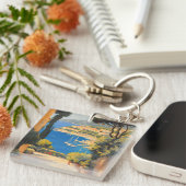  stijl Cote d'Azur Franse reizen schilderij Sleutelhanger (Voorkant Rechts)