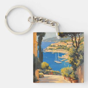 stijl Cote d'Azur Franse reizen schilderij Sleutelhanger