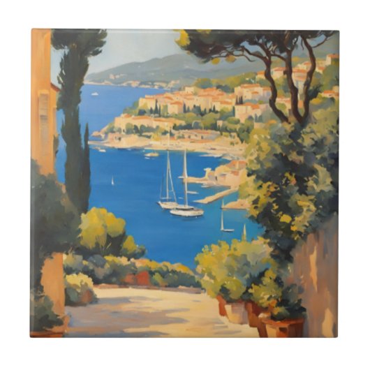 stijl Cote d'Azur Franse reizen schilderij Tegeltje (Voorkant)