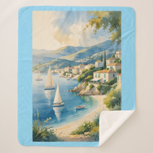  stijl Cote d'Azur Franse reizen Sherpa Deken (Voorkant)