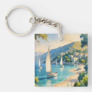  stijl Cote d'Azur Franse reizen Sleutelhanger