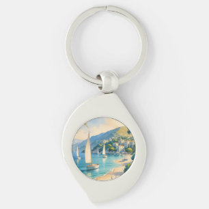  stijl Cote d'Azur Franse reizen Sleutelhanger