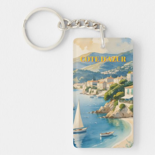 stijl Cote d'Azur Franse reizen Sleutelhanger (Voorkant)