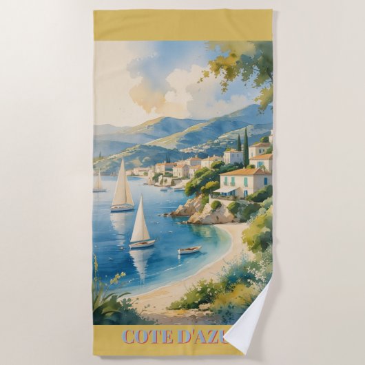 stijl Cote d'Azur Franse reizen Strandlaken (Voorkant)