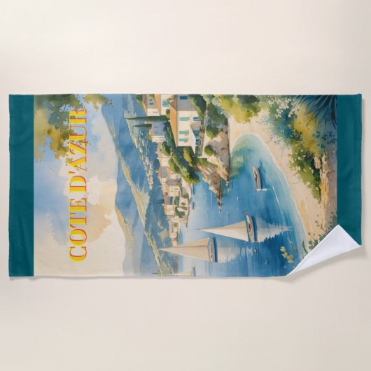 stijl Cote d'Azur Franse reizen Strandlaken (Voorkant)