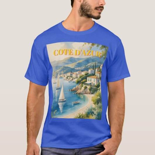 stijl Cote d'Azur Franse reizen T-shirt (Voorkant)