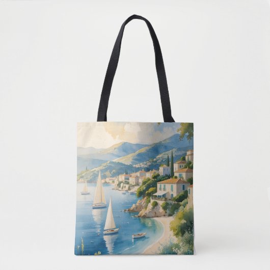 stijl Cote d'Azur Franse reizen Tote Bag (Voorkant)