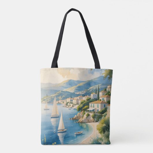  stijl Cote d'Azur Franse reizen Tote Bag (Achterkant)