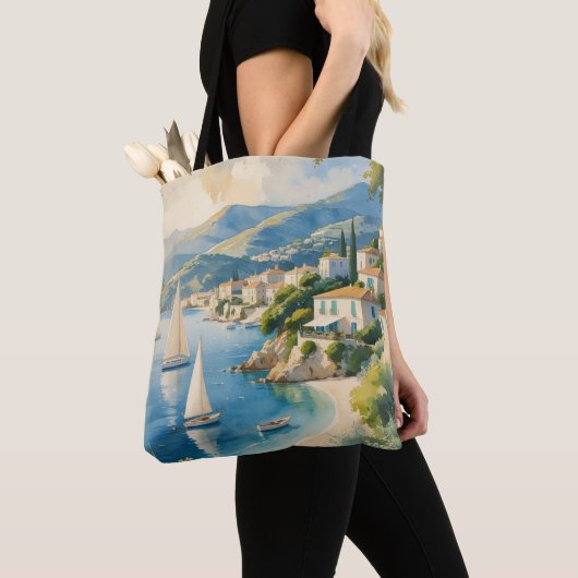  stijl Cote d'Azur Franse reizen Tote Bag (Dichtbij)