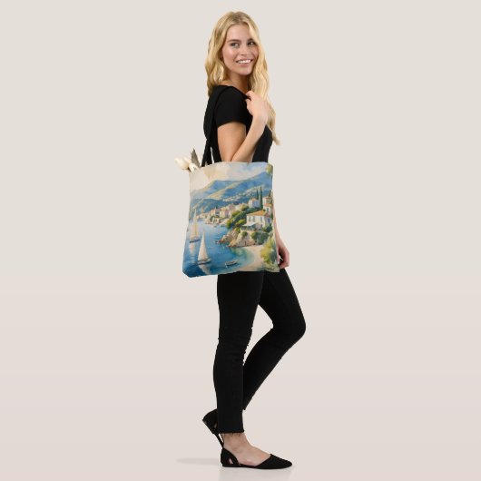  stijl Cote d'Azur Franse reizen Tote Bag (Op model)