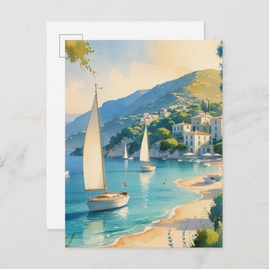  stijl Cote d'Azur Franse reizen Uitnodiging Briefkaart (Voorkant / Achterkant)