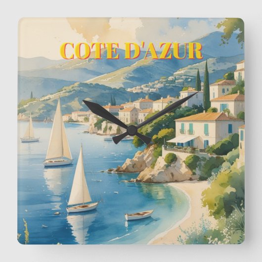 stijl Cote d'Azur Franse reizen Vierkante Klok (Voorkant)