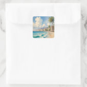 stijl Cote d'Azur Franse reizen Vierkante Sticker (Tas)