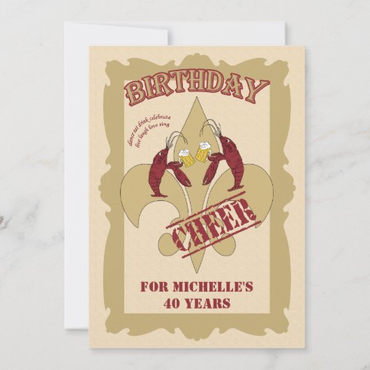  stijl Crawfish Fleur de Lis Birthday Kaart (Achterkant)