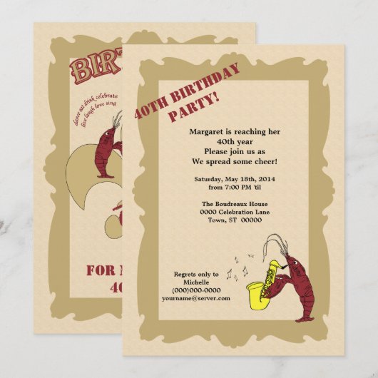  stijl Crawfish Fleur de Lis Birthday Kaart (Voorkant / Achterkant)