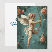  stijl Cupido en Rozen Feestdagenkaart (Voorkant / Achterkant)