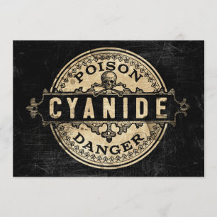  stijl Cyanide Poison Label Invitation Kaart