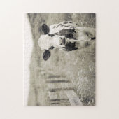 stijl Dairy Koe in een veld Legpuzzel (Verticaal)