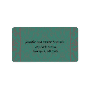 Stijl - Damask groen n grijs adresetiket Etiket