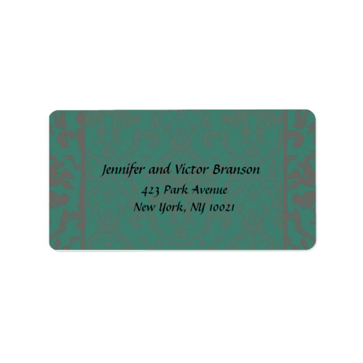 Stijl - Damask groen n grijs adresetiket Etiket (Voorkant)