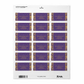 Stijl -Damask paars geel adreslabel Etiket (Full Sheet)
