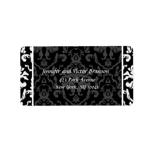 Stijl - Damask zwart op wit adreslabel Etiket (Voorkant)