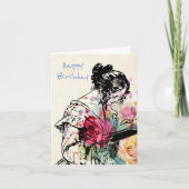  stijl Dame-lezen Boek Birthday Kaart (Voorkant)