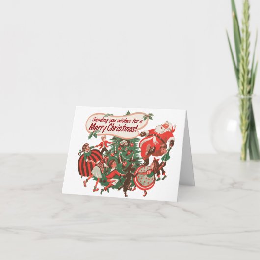 -stijl "Dansen rond de boom"-kaart Feestdagen Kaart (Voorkant)