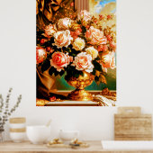  stijl decoratief boeket van rozen poster (Keuken)