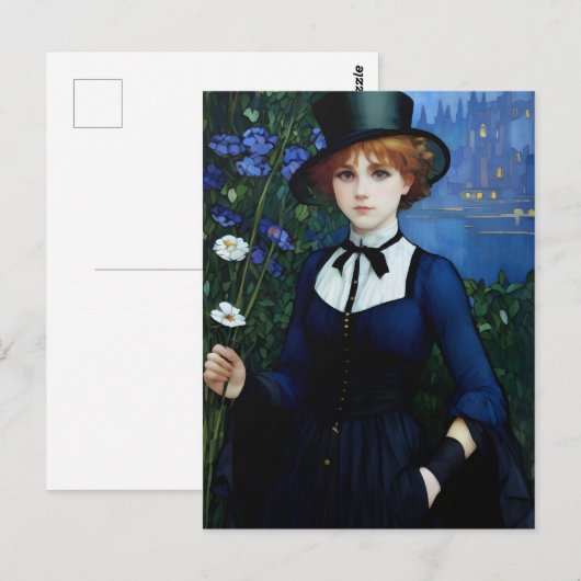  Stijl  Donker Academie Meisje Portret Briefkaart (Voorkant / Achterkant)