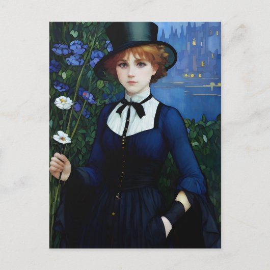  Stijl  Donker Academie Meisje Portret Briefkaart (Voorkant)