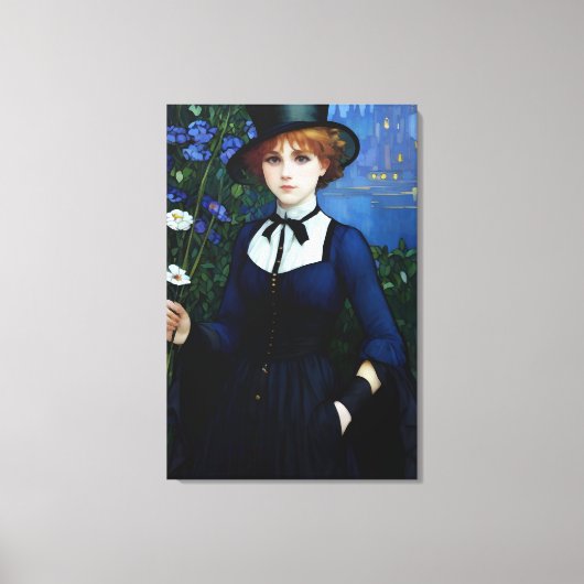 Stijl Donker Academie Meisje Portret Canvas Afdruk (Voorkant)