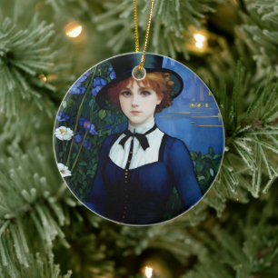Stijl Donker Academie Meisje Portret Keramisch Ornament